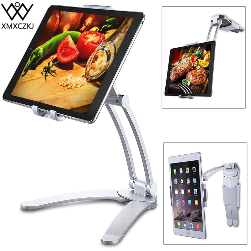 Kitchen Tablet Stand Wall Desk Tablet Mount Stand Fit For 5-10.5 inch Width Tablet  Metal Bracket Smartphones Holders-Tablet Stand-I35Store-