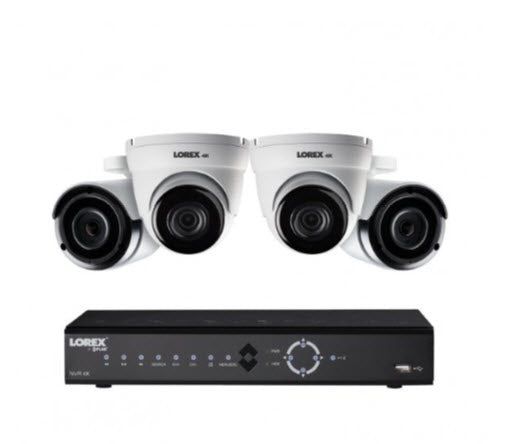 4K Ultra HD 8-Channel PoE IP NVR Security Camera System with Four 4K IP Cameras-Security Cameras-LOREX-