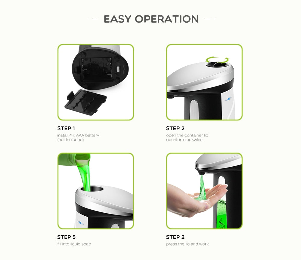 400Ml Automatic Liquid Soap Dispenser Smart Sensor Touchless ABS Electroplated Sanitizer Dispensador for Kitchen Bathroom-Hand Sanitizer-I35Store-