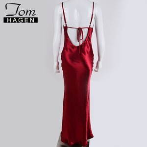 Tom Hagen Sexy Bodycon Dress Off Shoulder Ladies Wrap Dresses Sling Maxi Dress Cotton Women Mid Long Party Night Club Dress 2019-Dress-I35Store-