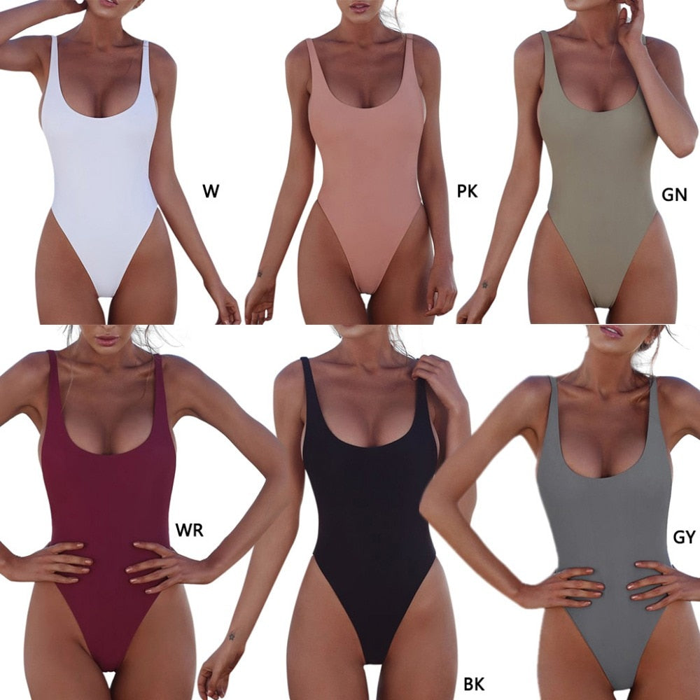 Thong 2020 Sexy One Piece Swimsuit Solid Female Black Swimwear Women Backless White Brazilian Monokini Bathing Suit XL