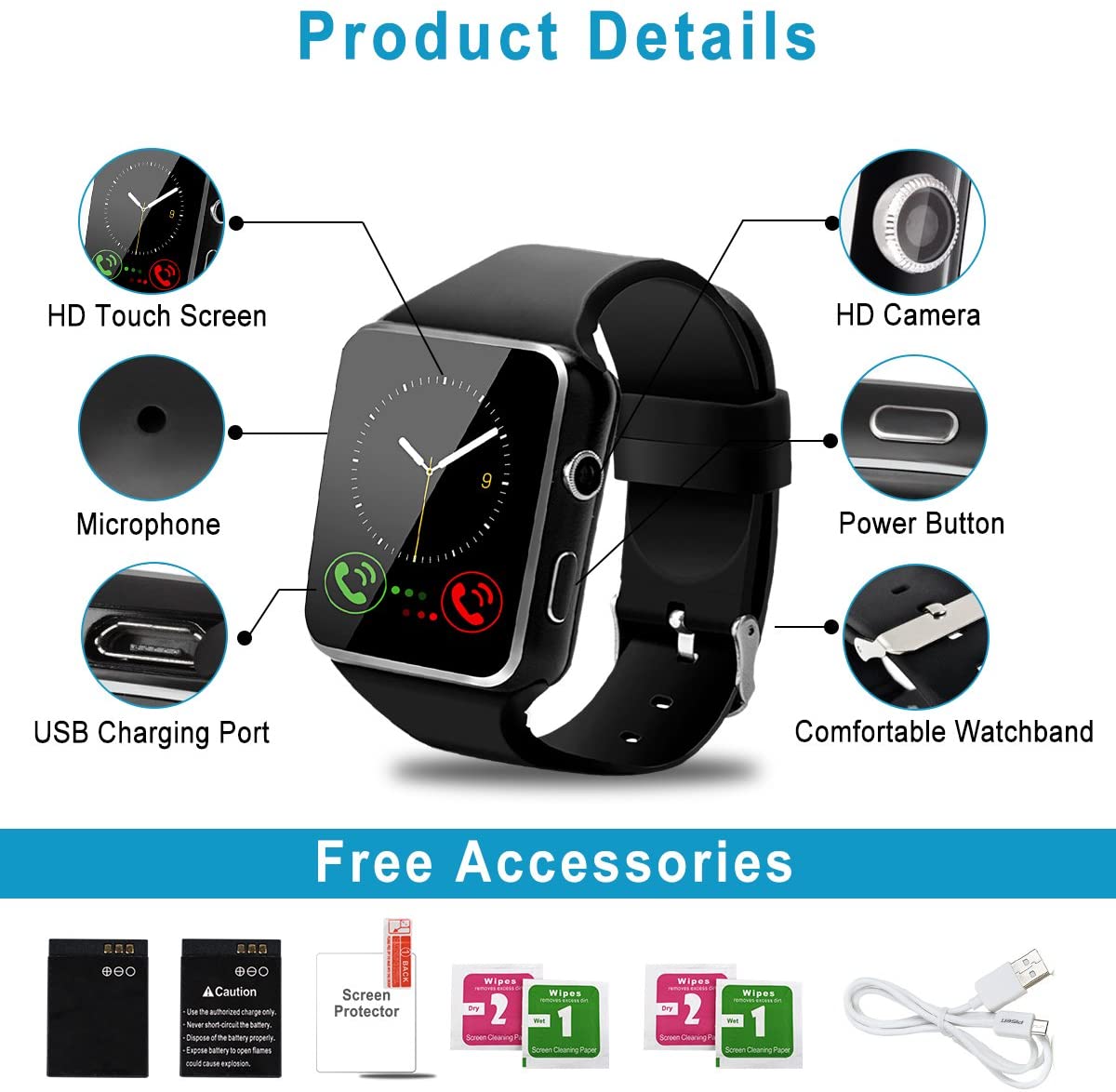 TWE Smartwatch Android 2.0 With Bluetooth, camera and more.