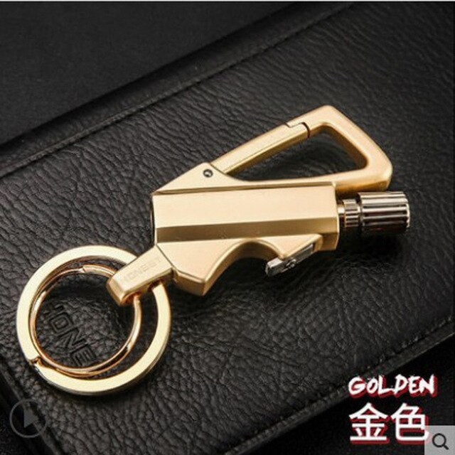 Outdoor survival tool keychain flint fire start camping lighter portable waterproof carabiner outdoor compass waterproof igniter