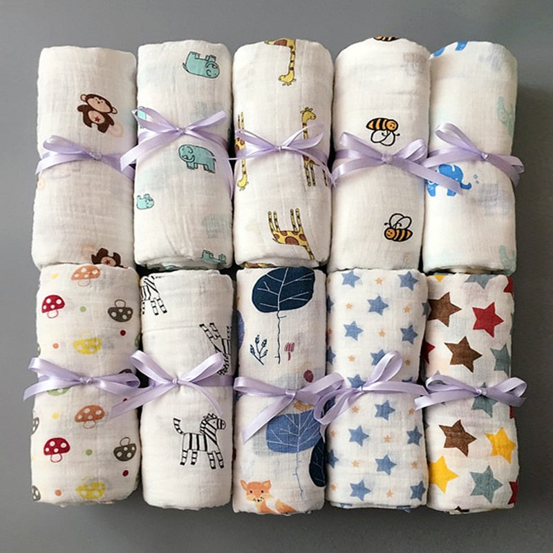 1Pc Muslin 100% Cotton Baby Swaddles Soft Newborn Blankets Bath Gauze Infant Wrap sleepsack Stroller cover Play Mat-Newborn Bath Towels-I35Store-