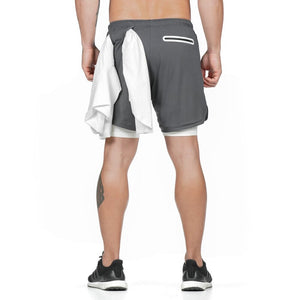 2 in 1 Running Shorts with Built-in Pocket Lining -  Workout Shorts - Swim Wear - Jogging