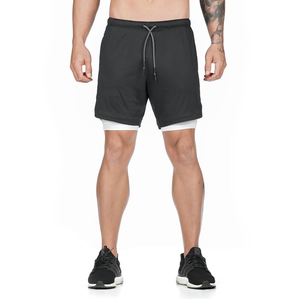 2 in 1 Running Shorts with Built-in Pocket Lining -  Workout Shorts - Swim Wear - Jogging