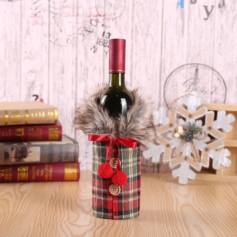 Santa Claus Wine Bottle Cover Christmas Decorations for Home