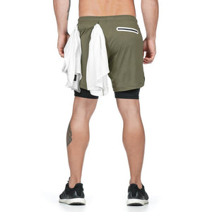 2 in 1 Running Shorts with Built-in Pocket Lining -  Workout Shorts - Swim Wear - Jogging