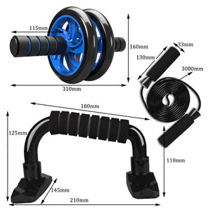 Muscle Exercise Equipment Abdominal Press Wheel Roller Home Fitness Equipment Gym Roller Trainer with Push UP Bar Jump Rope-Exercise Equipment-I35Store-