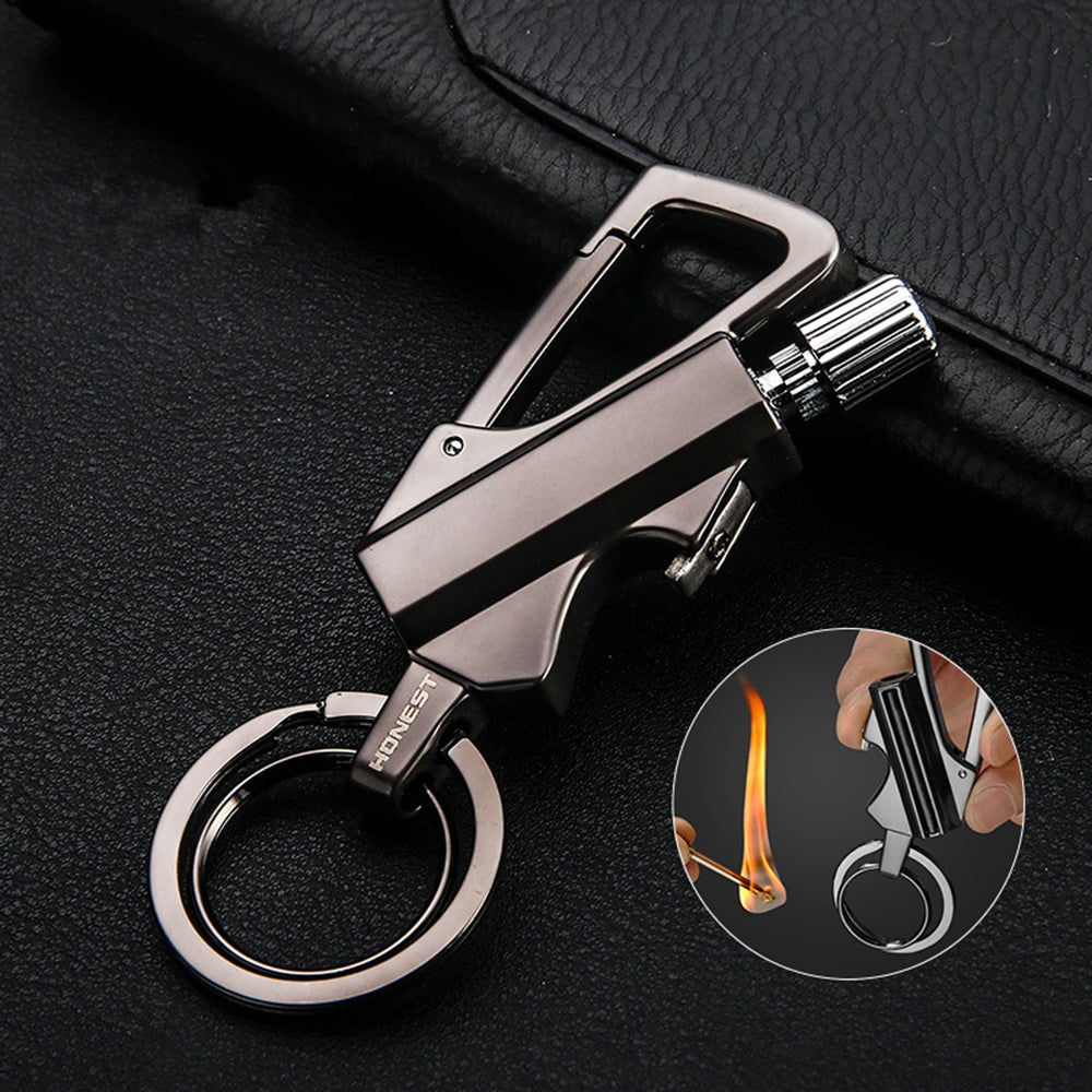 Outdoor survival tool keychain flint fire start camping lighter portable waterproof carabiner outdoor compass waterproof igniter