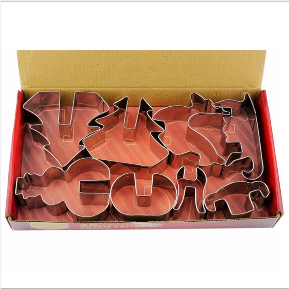 Christmas Cookie Cutters,  8 Pcs, 3D Christmas Sceene, Stainless Steel, Cookie Molds