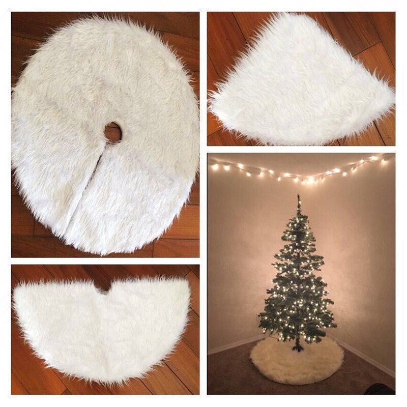 Creative White Plush Christmas Tree Skirts