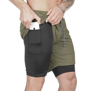 2 in 1 Running Shorts with Built-in Pocket Lining -  Workout Shorts - Swim Wear - Jogging