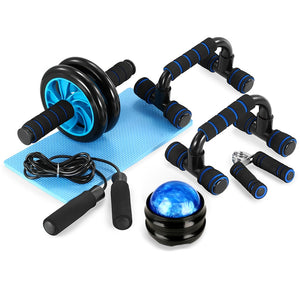 Muscle Exercise Equipment Abdominal Press Wheel Roller Home Fitness Equipment Gym Roller Trainer with Push UP Bar Jump Rope-Exercise Equipment-I35Store-